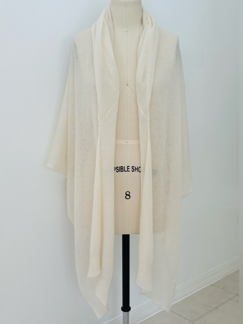 Eileen Fisher ‘the fisher project’ Mohair Blend Hooded Wrap NWT Cream Luxury S/M